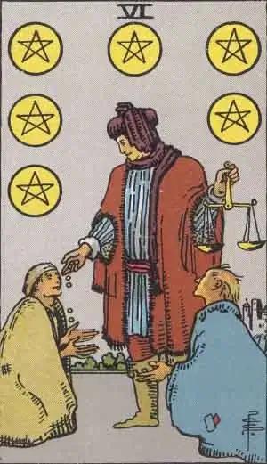 tarot card: six of pentacles